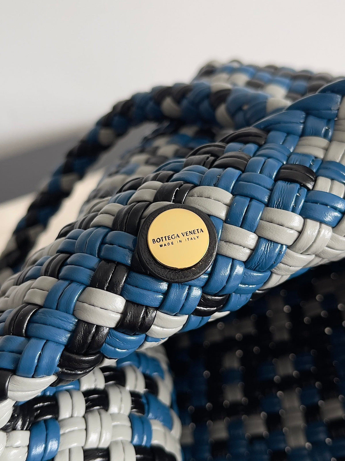 Bottega Veneta Tosca Shoulder Bag 27 in Blue Mix Black and White Lambskin