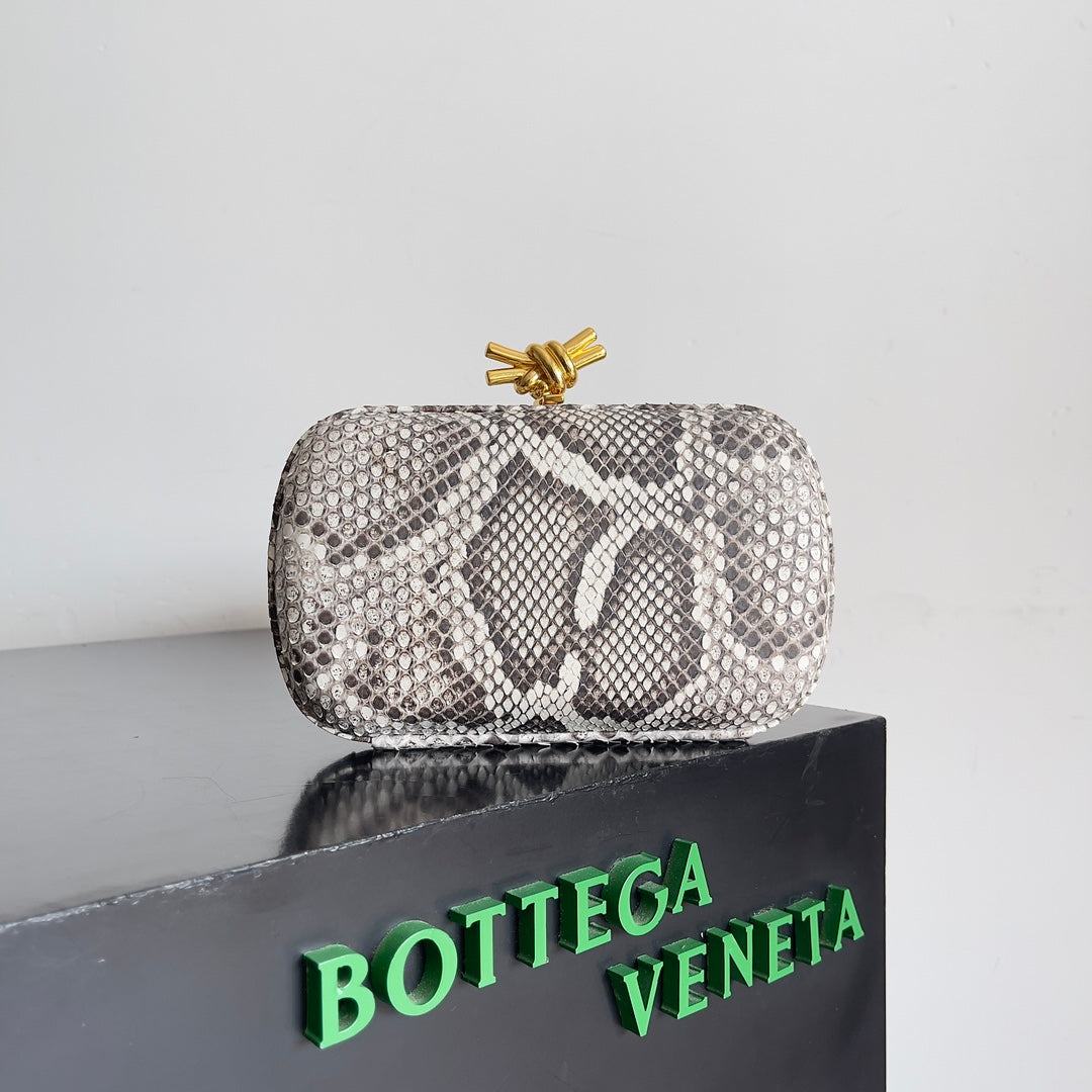 Bottega Veneta Knot Chain Clutch 20.5 in Snake Pattern Calfskin