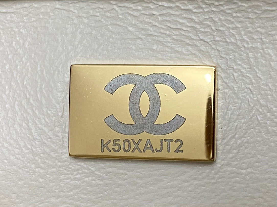 Chanel Mini Flap Bag 19 in White Calfskin Diamond Logo