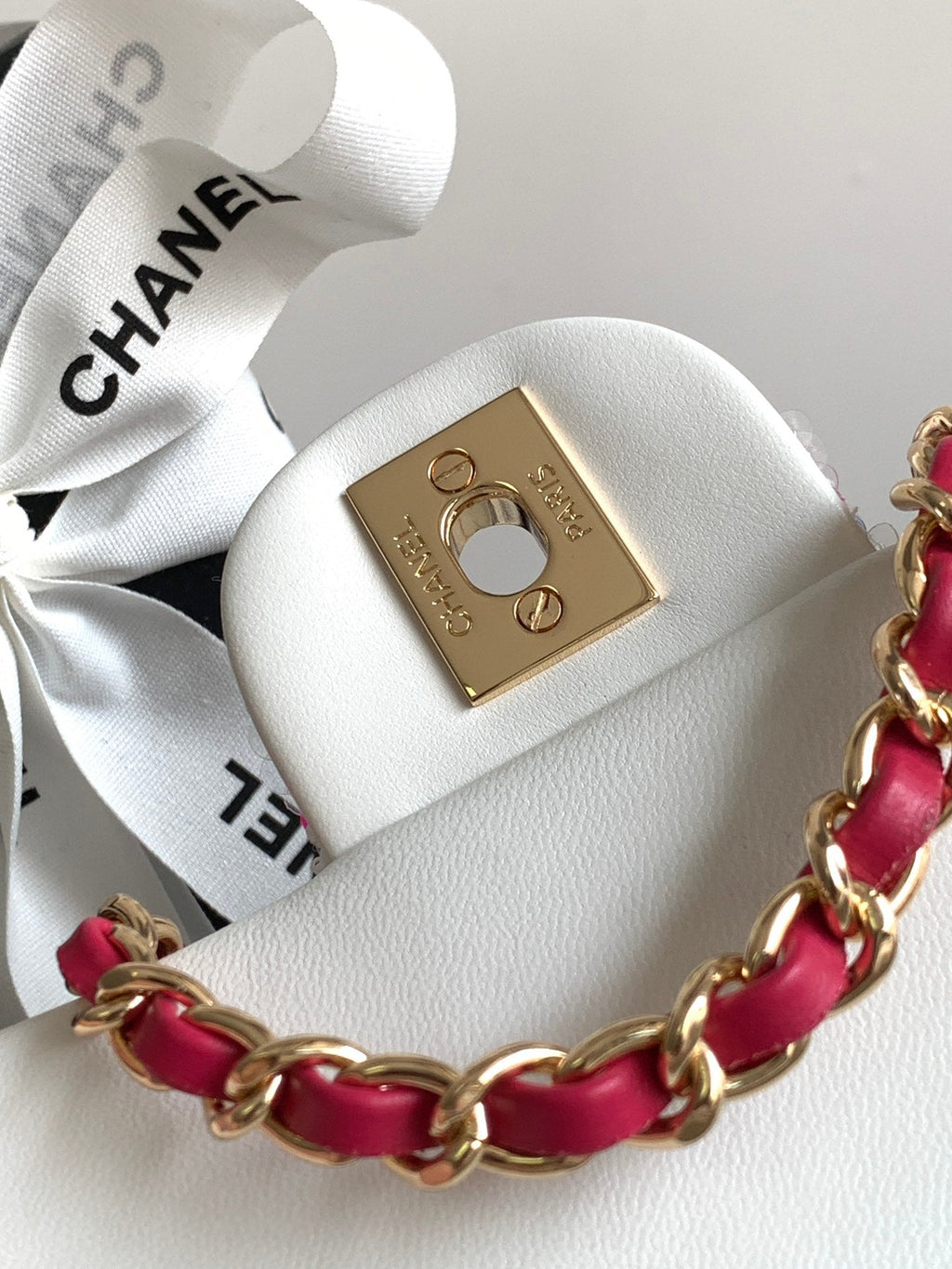 Chanel Mini 20 Classic Handbag in White Embroidered Tweed Sequins