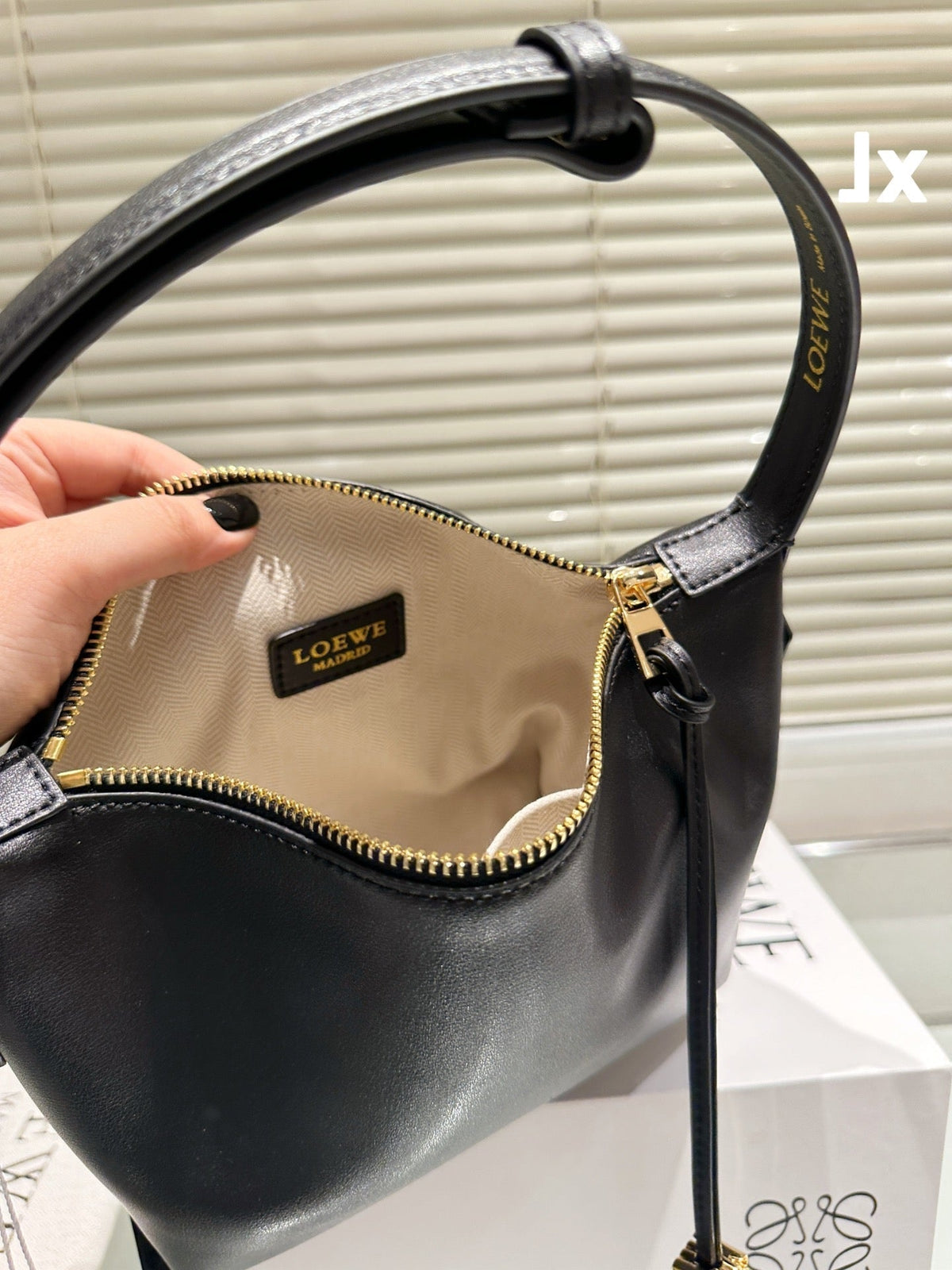 Loewe Luna Hobo 27 Bag in Black Calfskin