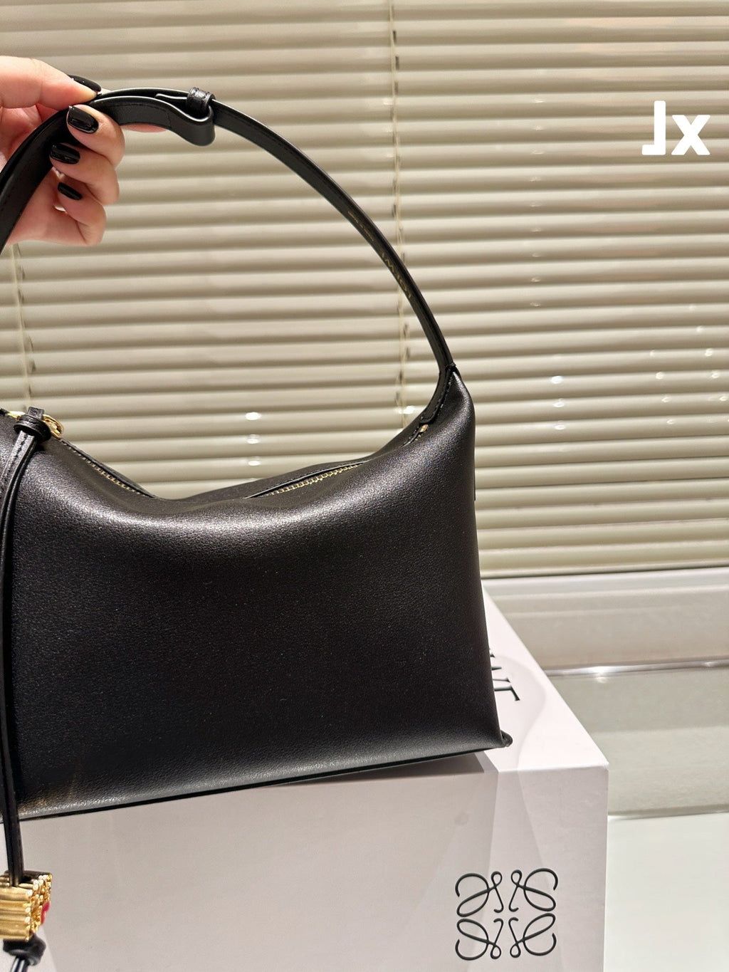 Loewe Luna Hobo 27 Bag in Black Calfskin