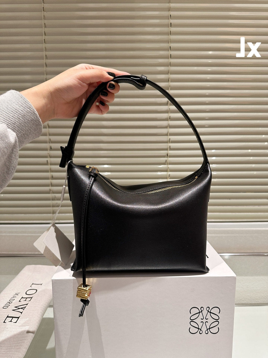 Loewe Luna Hobo 27 Bag in Black Calfskin