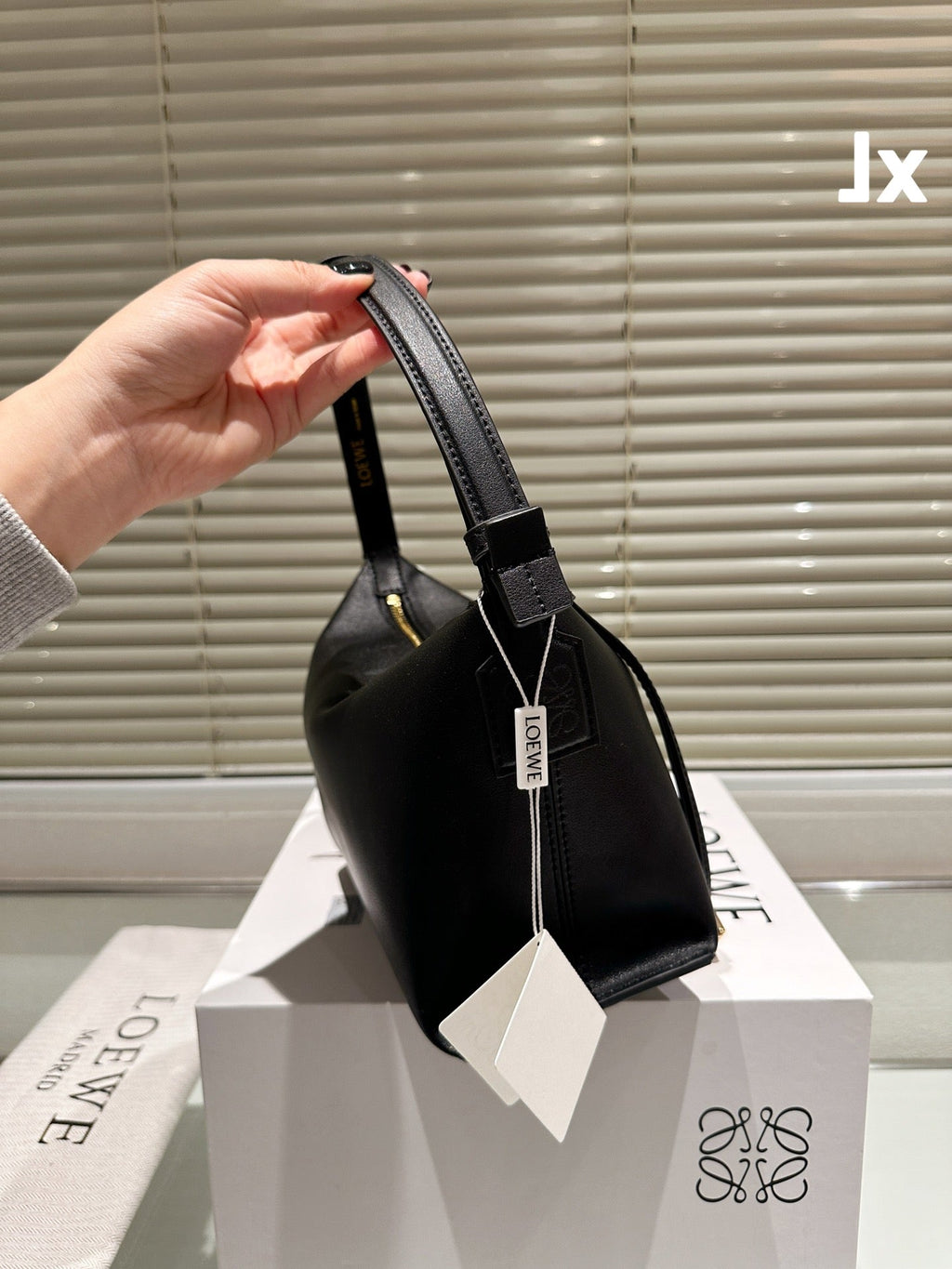 Loewe Luna Hobo 27 Bag in Black Calfskin