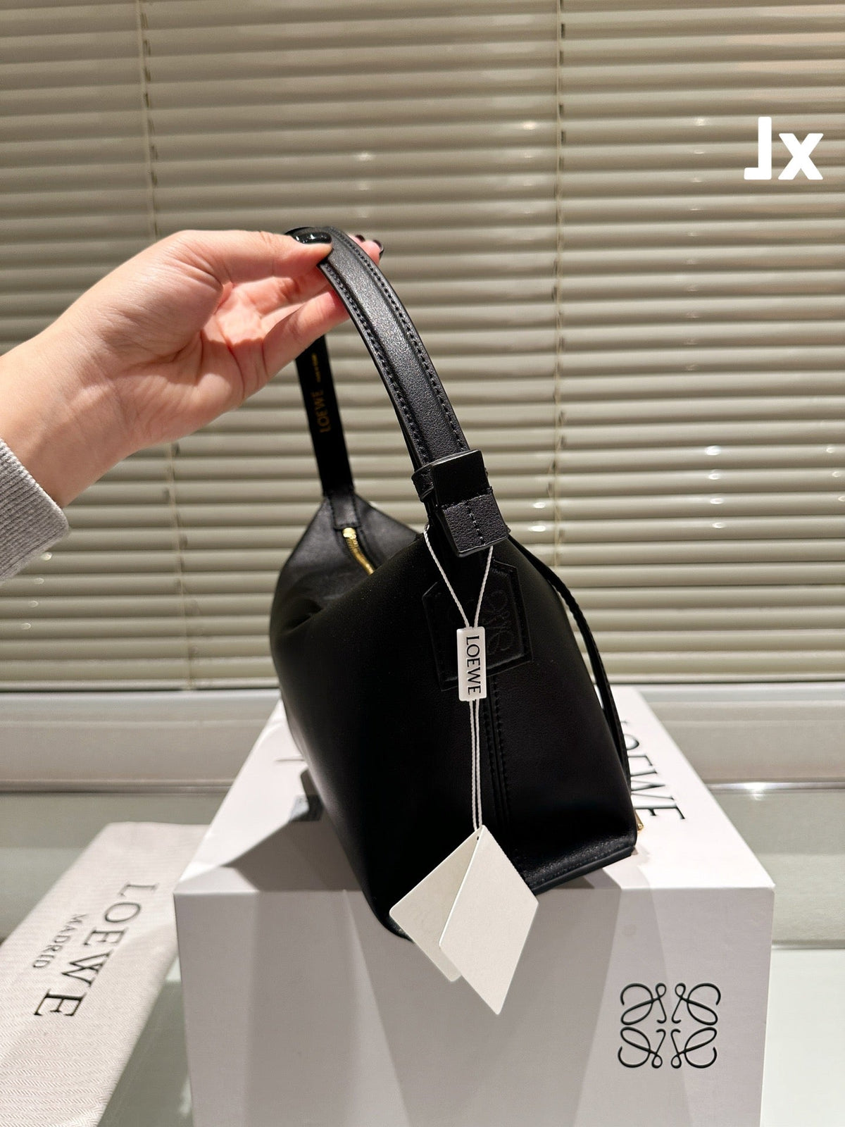 Loewe Luna Hobo 27 Bag in Black Calfskin
