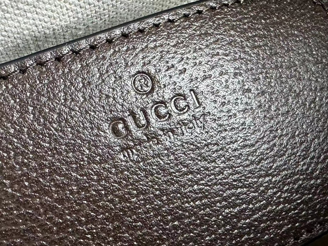 Gucci Ophidia 21 Small Shoulder Bag in Beige Canvas and Brown Calfskin
