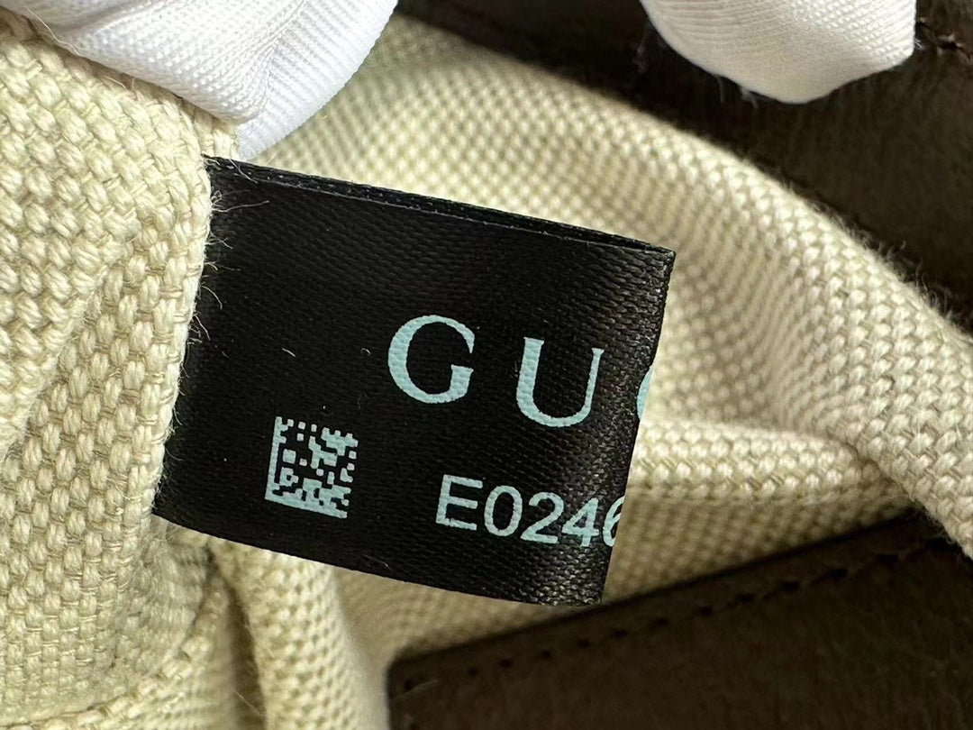Gucci Ophidia 21 Small Shoulder Bag in Beige Canvas and Brown Calfskin