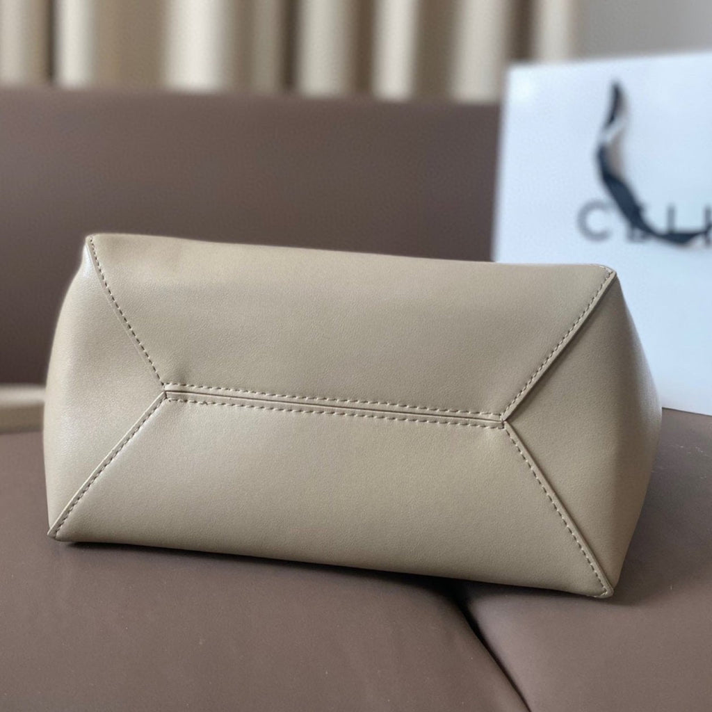 Loewe 32 Medium Puzzle Fold Tote in White Mix Pastel Grey Shiny Calfskin