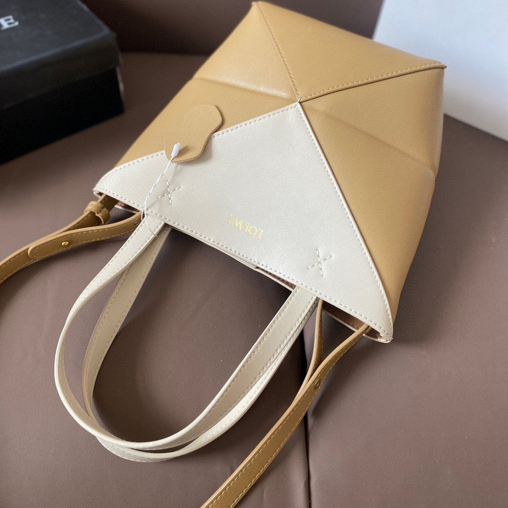 Loewe 21 Puzzle Fold Tote in White Mix Naples Yellow Shiny Calfskin
