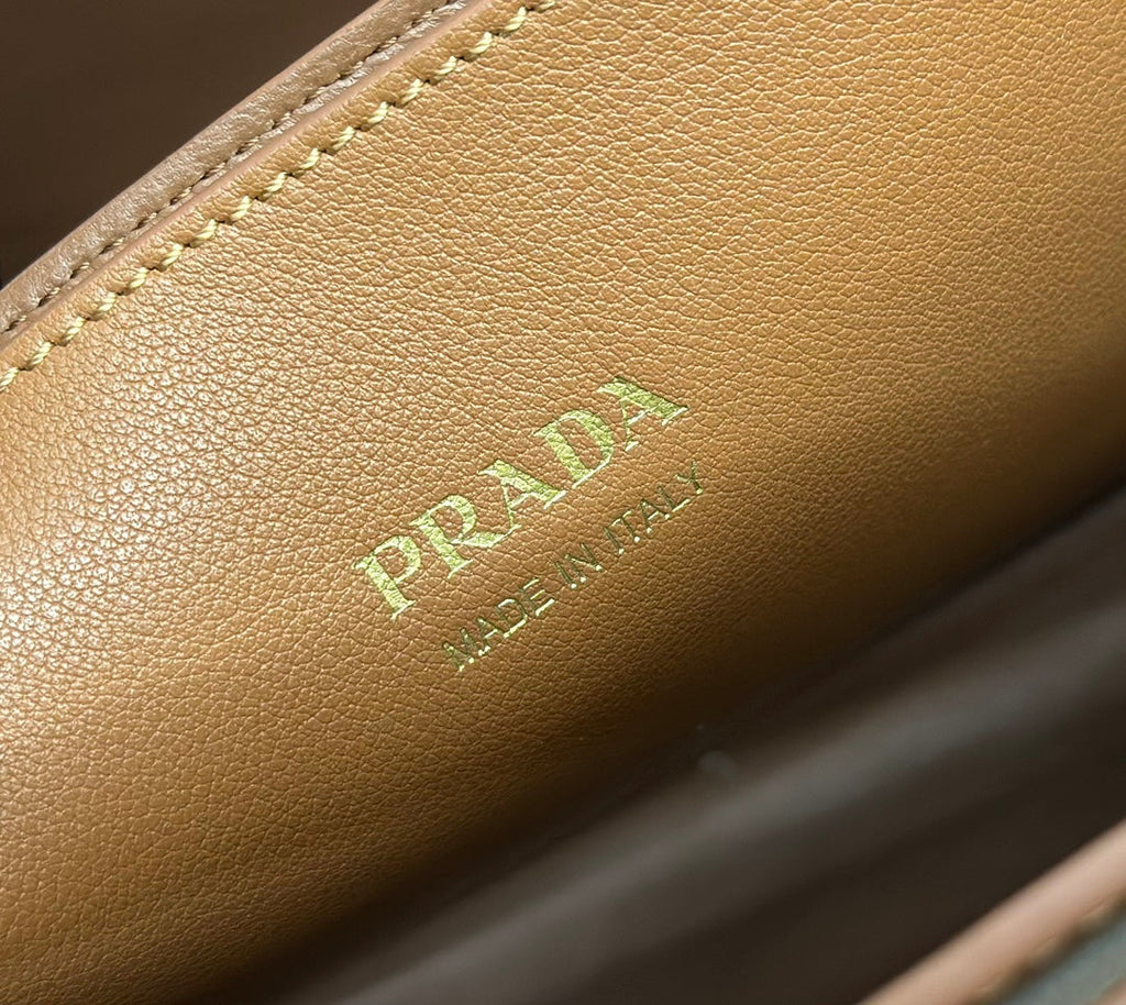 Prada 25S Buckle Medium Handbag 35 in Rk Caramel Calfskin Gold Hardwre