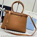 Prada 25S Buckle Medium Handbag 35 in Rk Caramel Calfskin Gold Hardwre