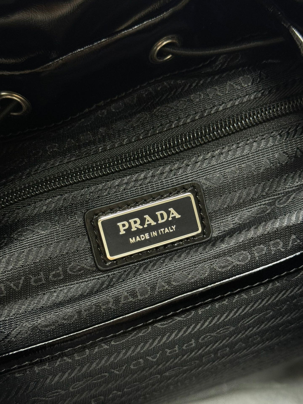 Prada 25S Backpack 45 in Black Glossy Calfskin Silver Hardwre