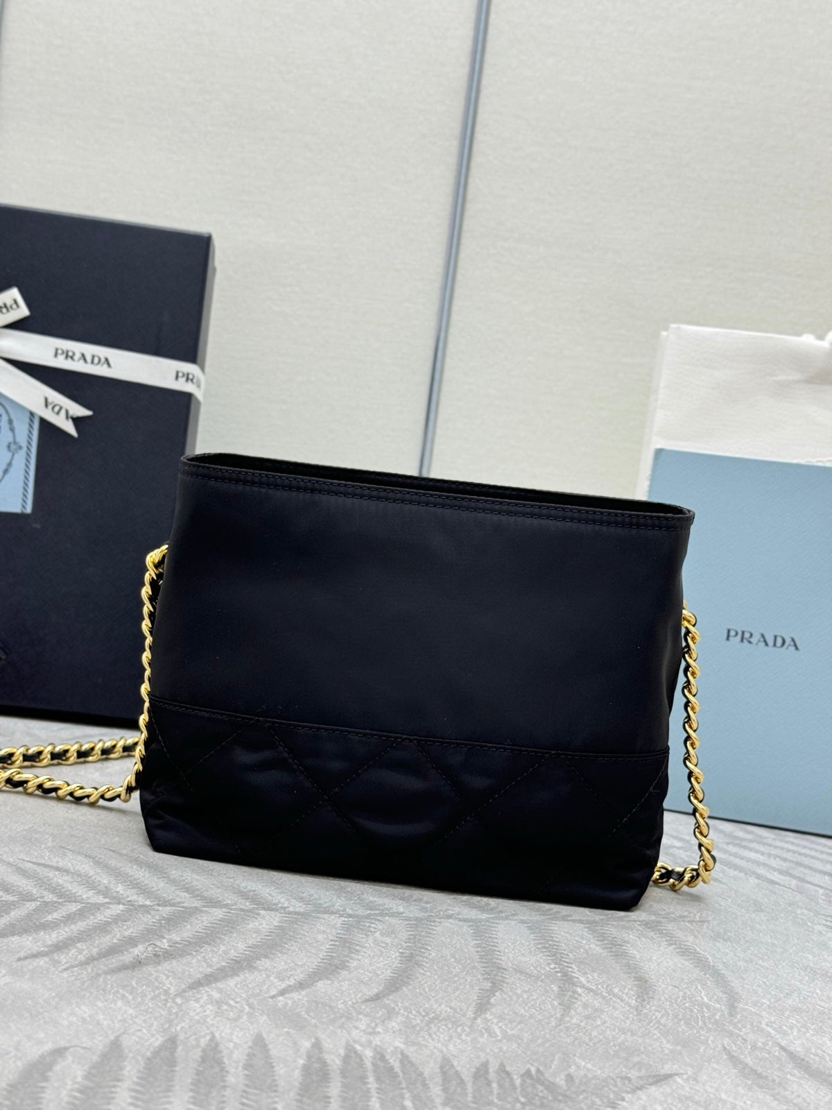 Prada 25S Crossbody Bag 21 in Black Nylon Gold Hardwre