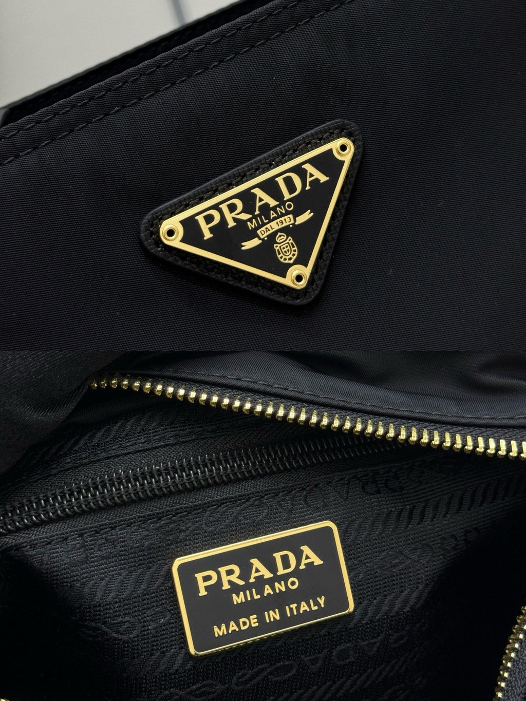 Prada 25S Crossbody Bag 21 in Black Nylon Gold Hardwre