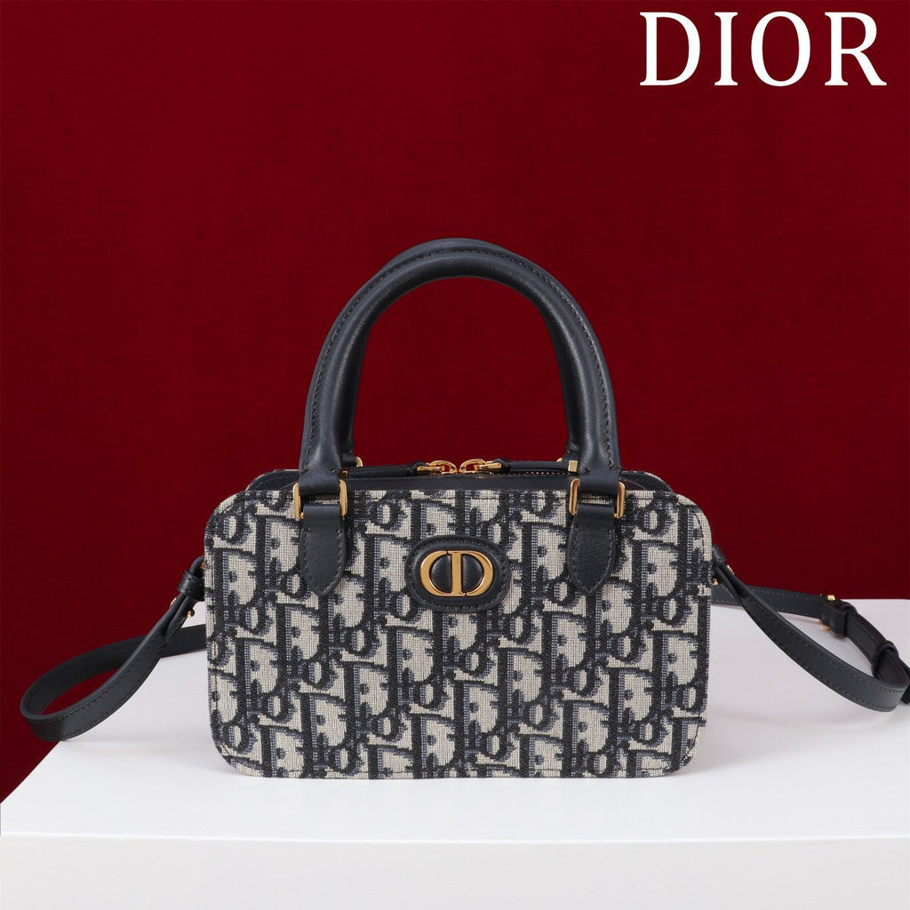 Dior Montaigne Mini Doctor Bag 20 in Black Monogram Oblique Jacquard Mix Calfskin