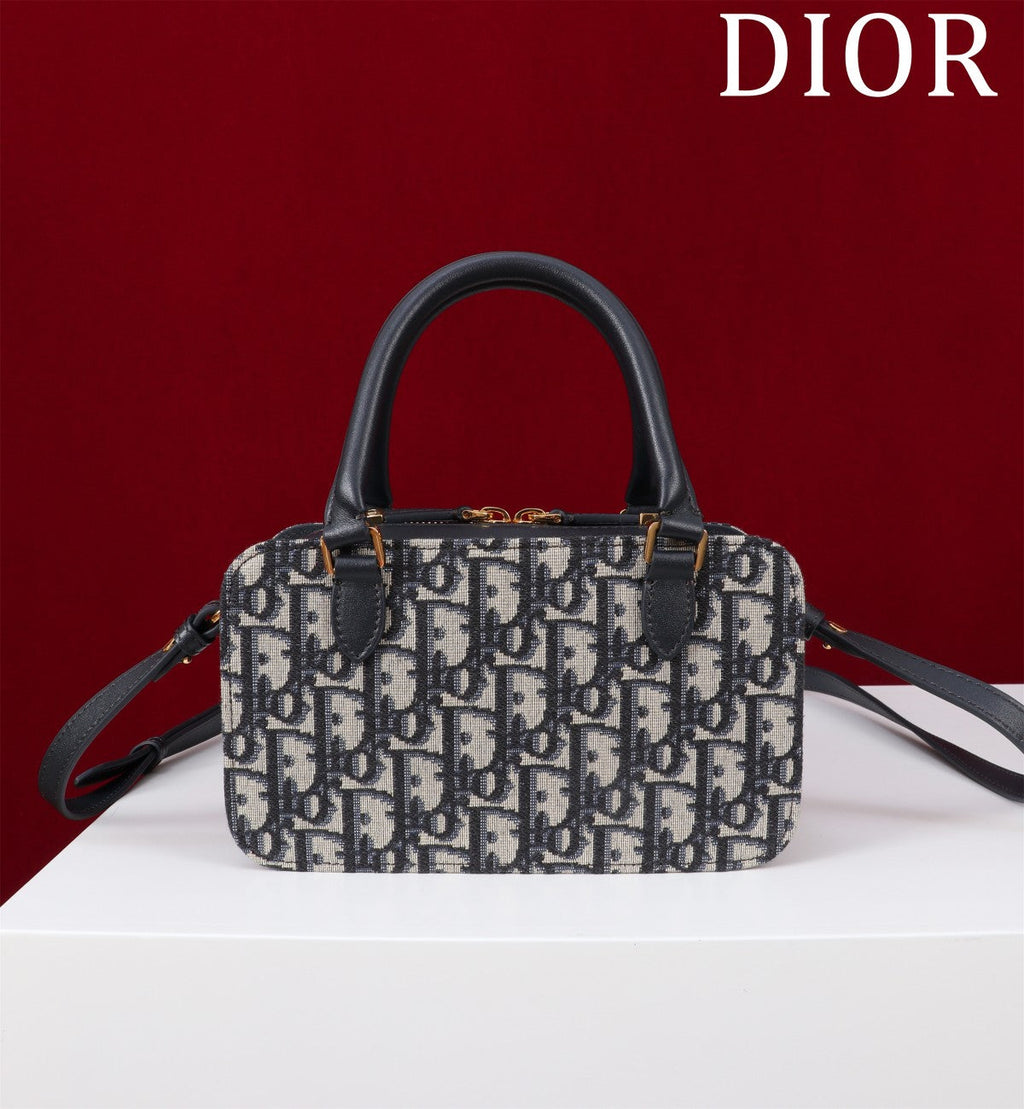 Dior Montaigne Mini Doctor Bag 20 in Black Monogram Oblique Jacquard Mix Calfskin