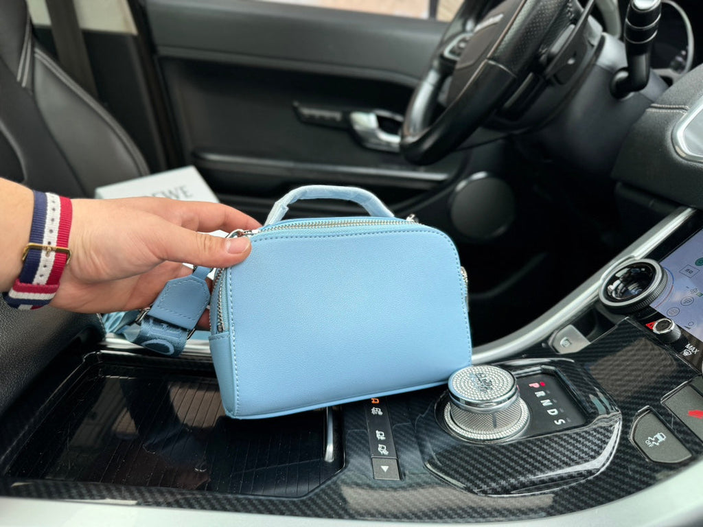 Loewe Mini 18 Camera Cross Body Bag in Light Blue Calfskin