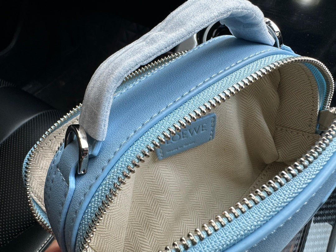 Loewe Mini 18 Camera Cross Body Bag in Light Blue Calfskin