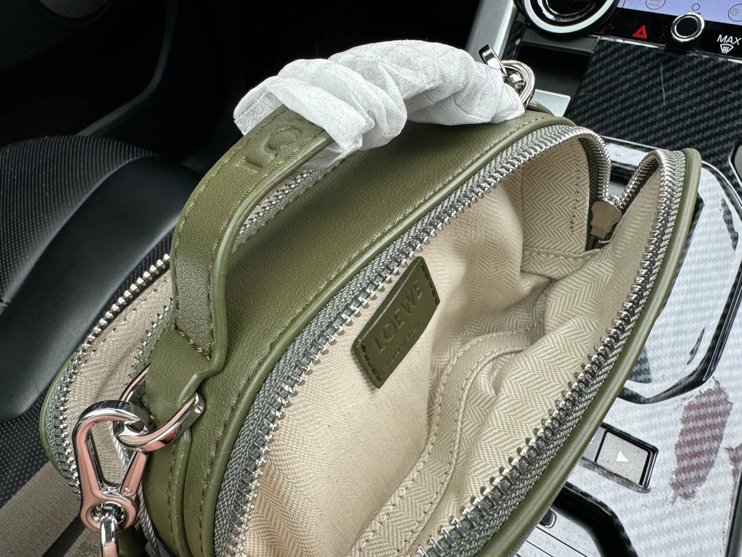 Loewe Mini 18 Camera Cross Body Bag in Olive Green Calfskin