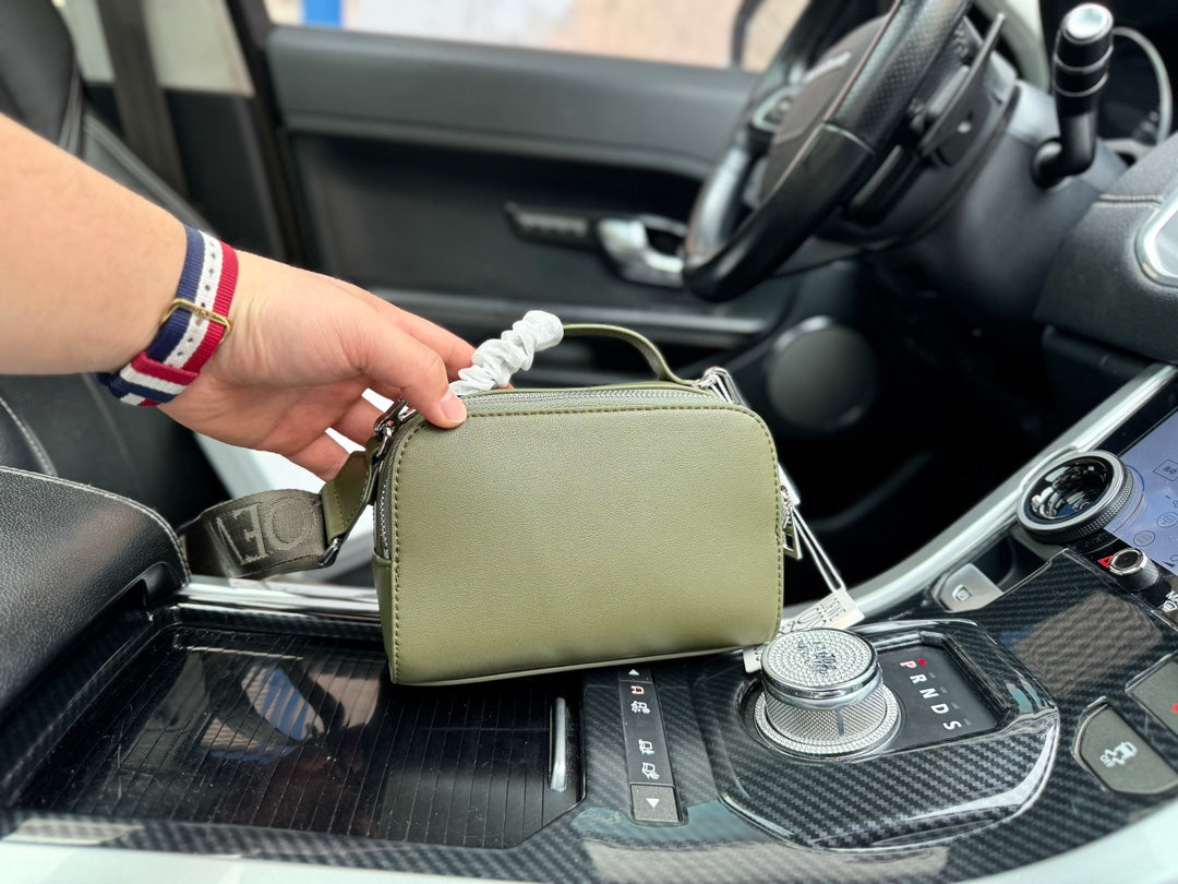 Loewe Mini 18 Camera Cross Body Bag in Olive Green Calfskin