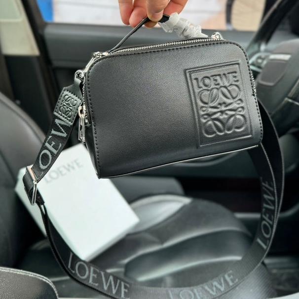 Loewe Mini 18 Camera Cross Body Bag in Black Calfskin