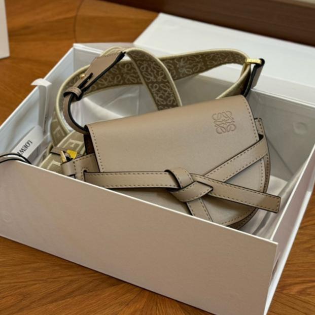 Loewe Small 21 Gate Dual Bag in Khaki Brown Soft Calfskin and Jacquard