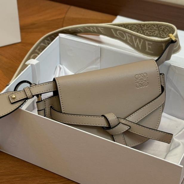 Loewe Small 21 Gate Dual Bag in Khaki Brown Soft Calfskin and Jacquard