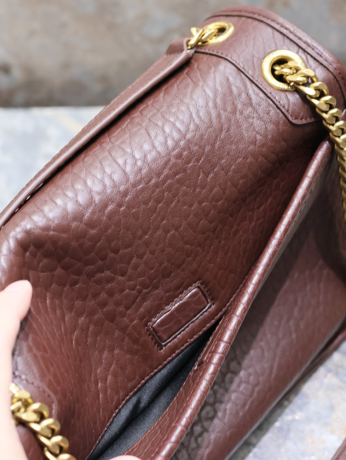 Saint Laurent Niki Medium 28 in Chestnut Brown Elephant Pattern Lambskin Gold Hardware Bag