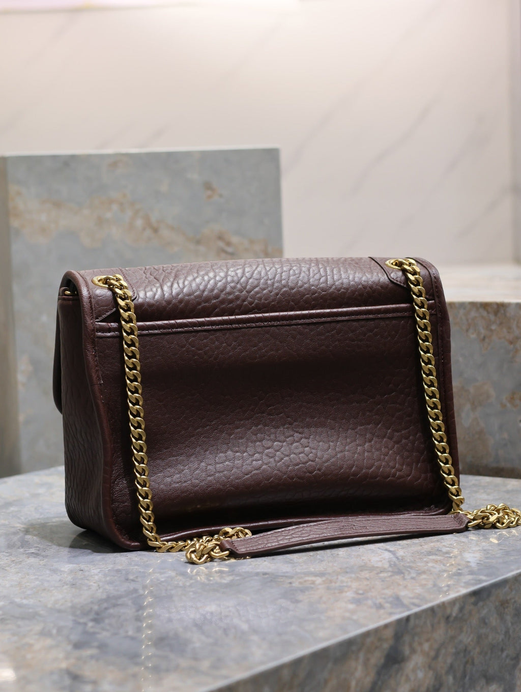 Saint Laurent Niki Medium 28 in Chestnut Brown Elephant Pattern Lambskin Gold Hardware Bag