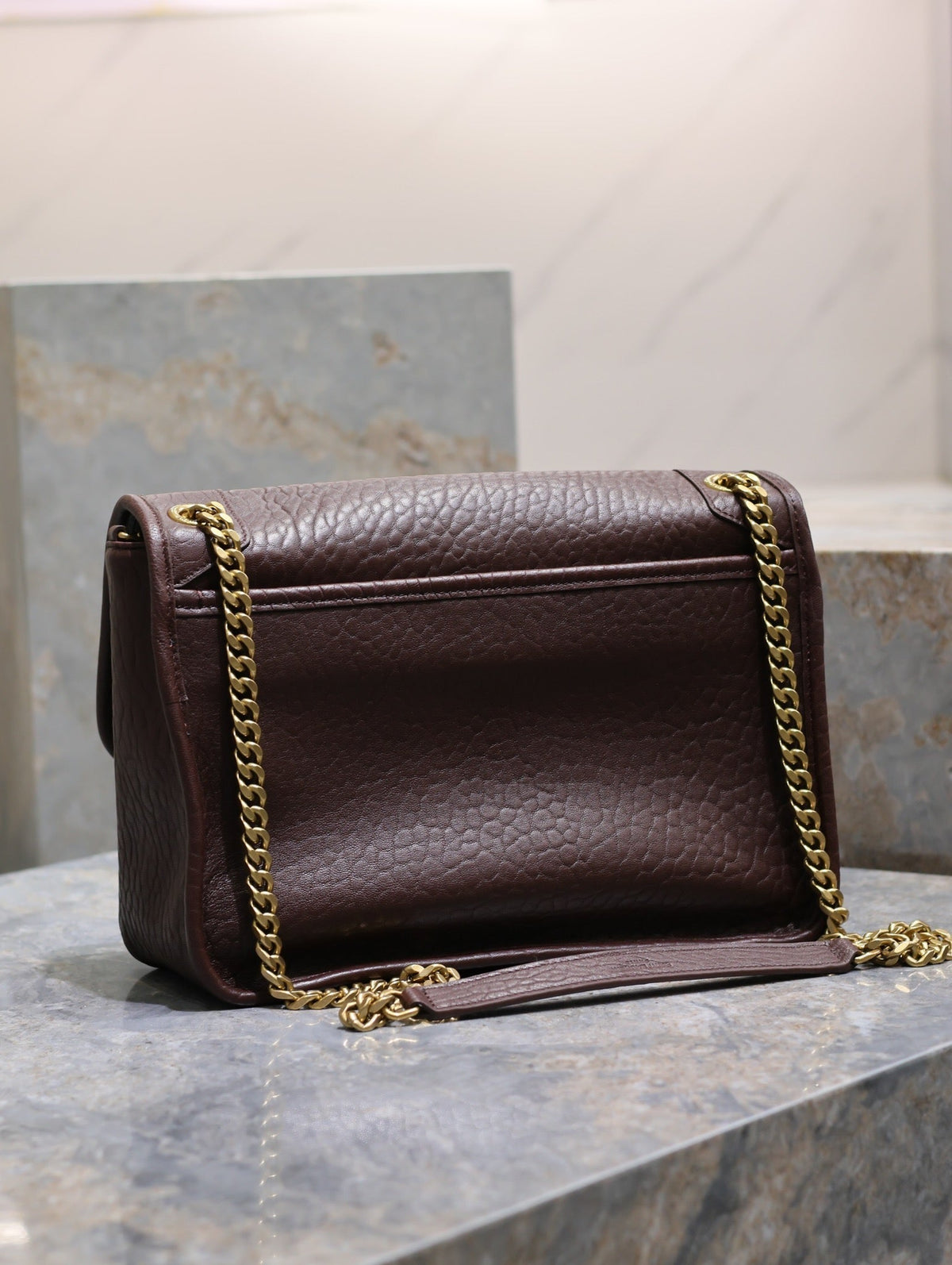Saint Laurent Niki Medium 28 in Chestnut Brown Elephant Pattern Lambskin Gold Hardware Bag