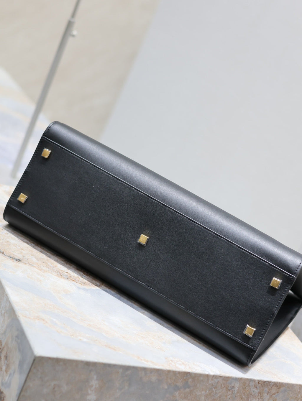 Saint Laurent Manhattan Shopping Bag 40 in Black Smooth Lambskin Gold Buckle