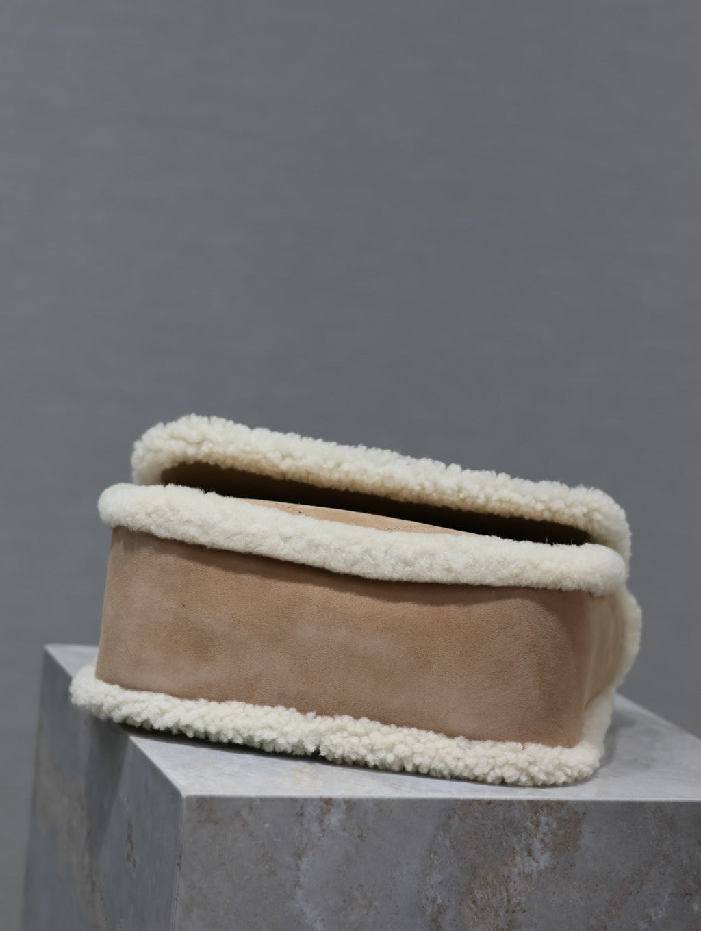 Saint Laurent Niki Small 22 in Camel Suede and White Shearling Bag