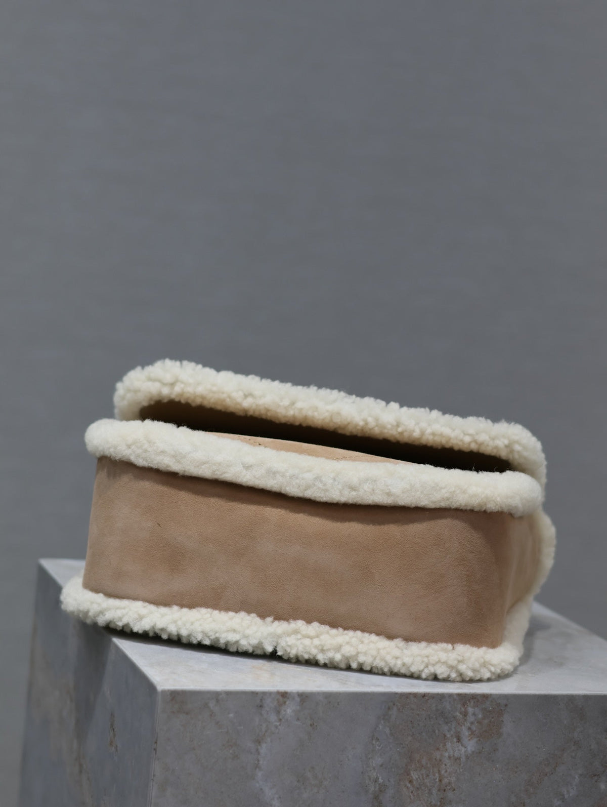 Saint Laurent Niki Small 22 in Camel Suede and White Shearling Bag