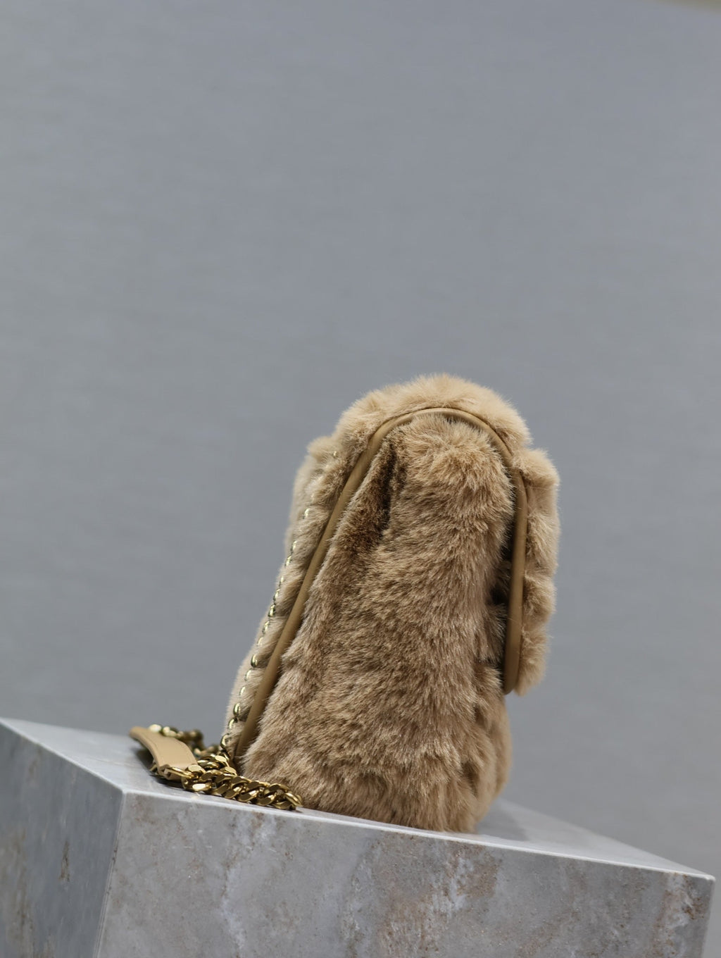Saint Laurent Niki Medium 28 in Dark Beige Rabbit Fur Bag