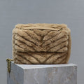 Saint Laurent Niki Medium 28 in Dark Beige Rabbit Fur Bag