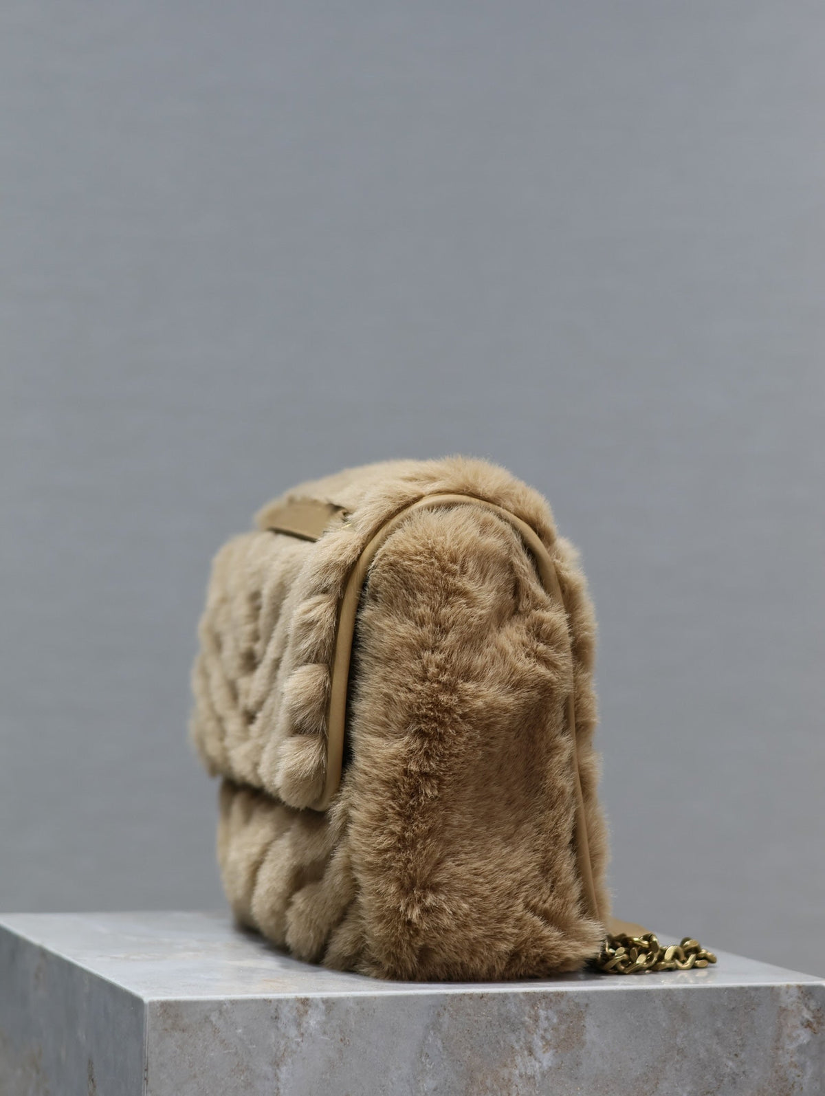 Saint Laurent Niki Medium 28 in Dark Beige Rabbit Fur Bag