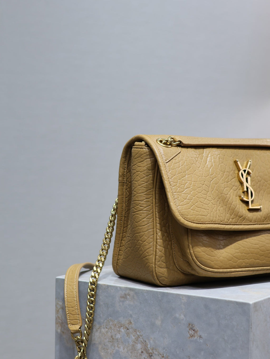 Saint Laurent Niki Medium 28 in Dijon Yellow Elephant Pattern Lambskin Bag