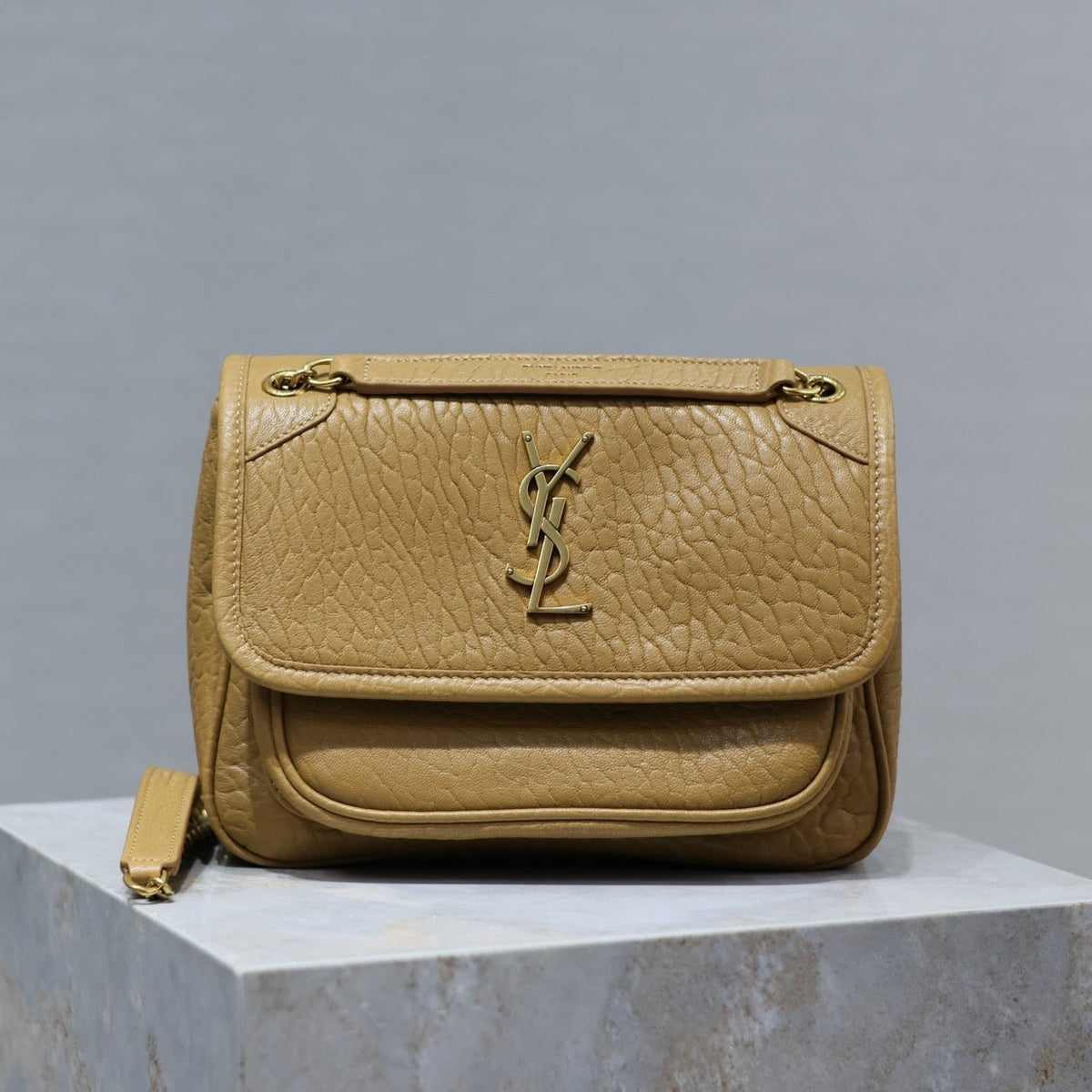 Saint Laurent Niki Baby 22 in Dijon Yellow Elephant Pattern Lambskin Bag
