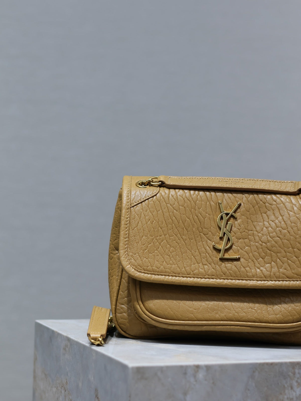 Saint Laurent Niki Baby 22 in Dijon Yellow Elephant Pattern Lambskin Bag