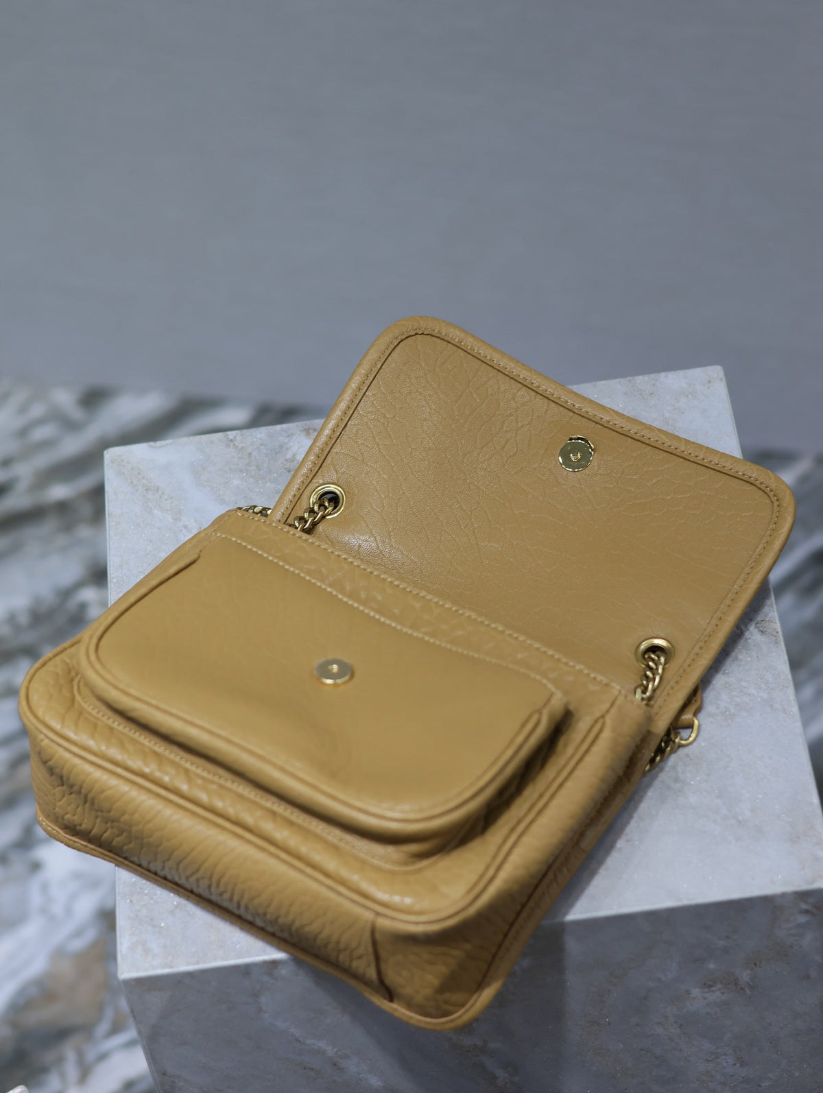Saint Laurent Niki Baby 22 in Dijon Yellow Elephant Pattern Lambskin Bag