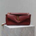 Saint Laurent 25S Calypso Handbag 26 in Burgundy Lambskin Gold Hardwre