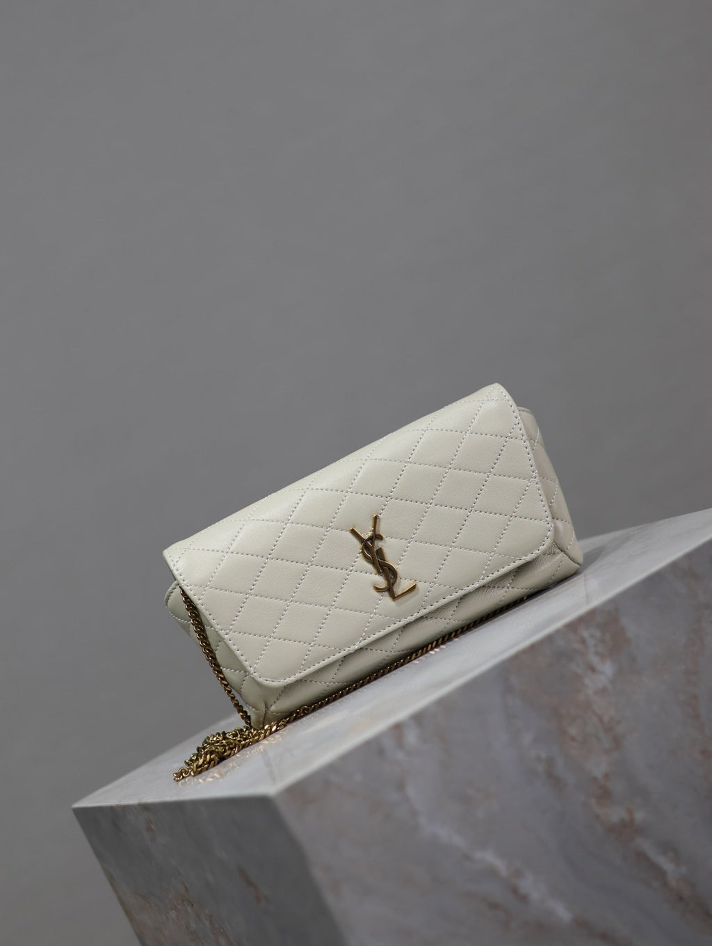 Saint Laurent 25S Saint Laurent Gaby 19 in Blanc Vintage Quilted Calfskin Gold Hardwre Bag