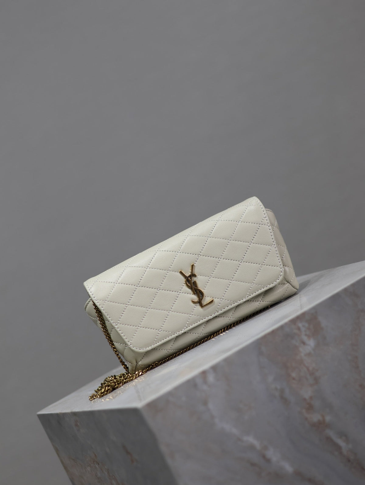 Saint Laurent 25S Saint Laurent Gaby 19 in Blanc Vintage Quilted Calfskin Gold Hardwre Bag