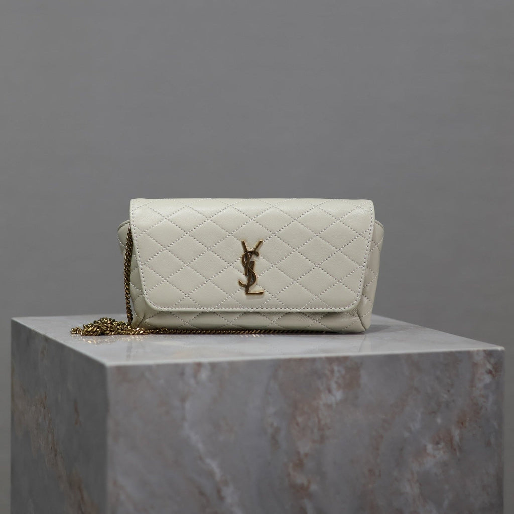 Saint Laurent 25S Saint Laurent Gaby 19 in Blanc Vintage Quilted Calfskin Gold Hardwre Bag