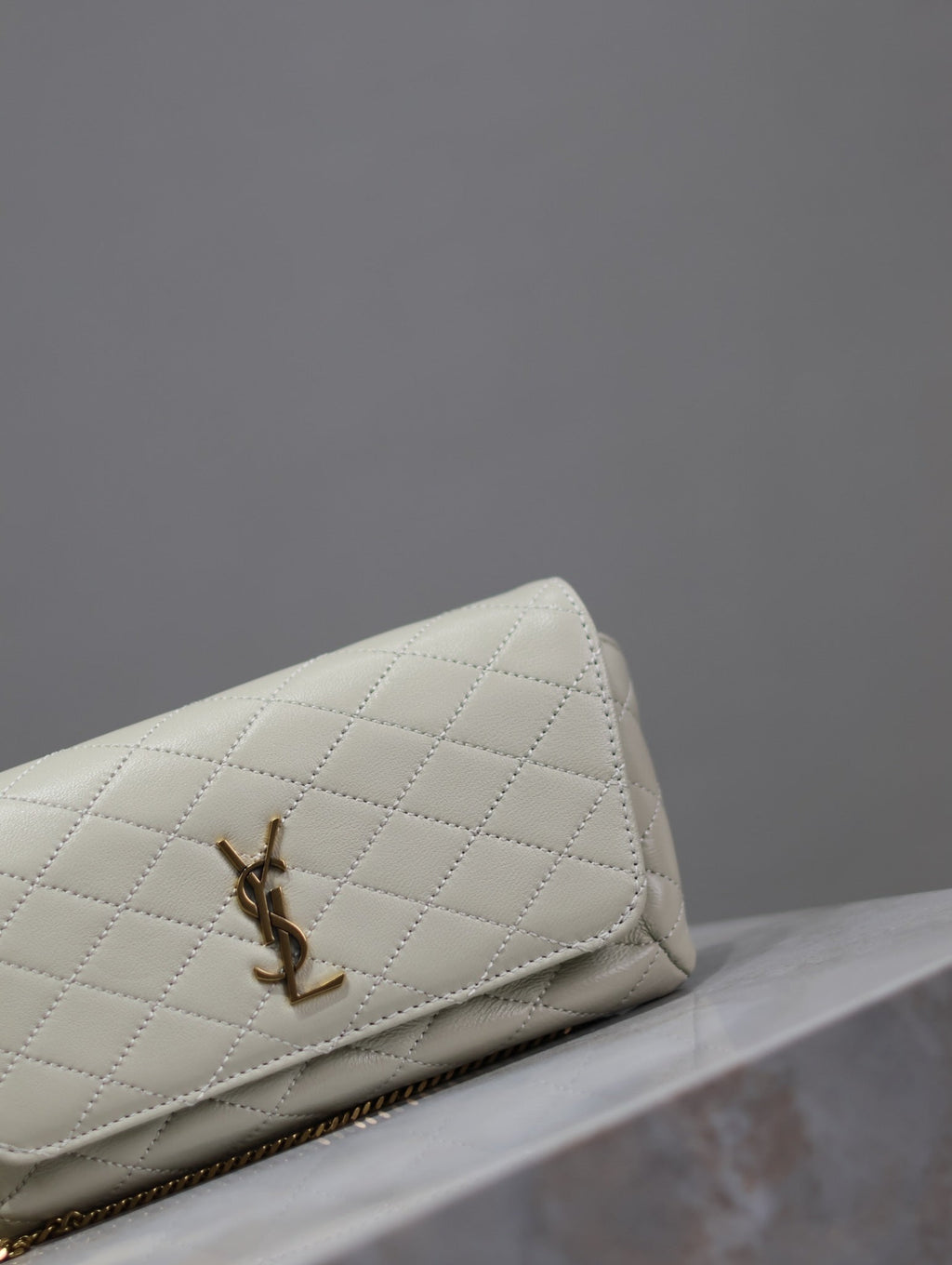 Saint Laurent 25S Saint Laurent Gaby 19 in Blanc Vintage Quilted Calfskin Gold Hardwre Bag