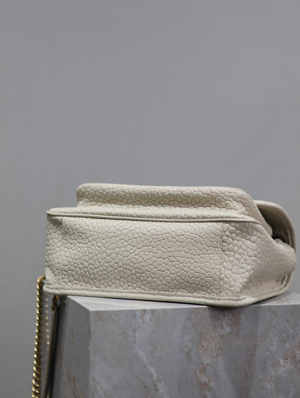 Saint Laurent Niki Medium 28 in White Elephant Pattern Lambskin Gold Logo Bag