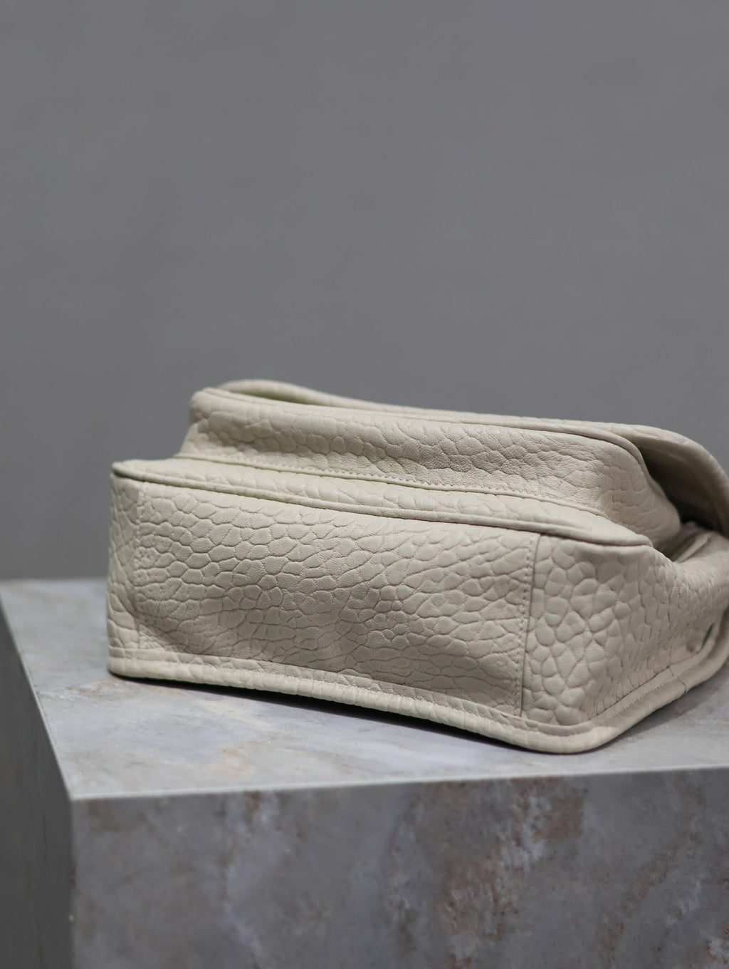 Saint Laurent Niki Baby 22 in White Elephant Pattern Lambskin Gold Logo Bag