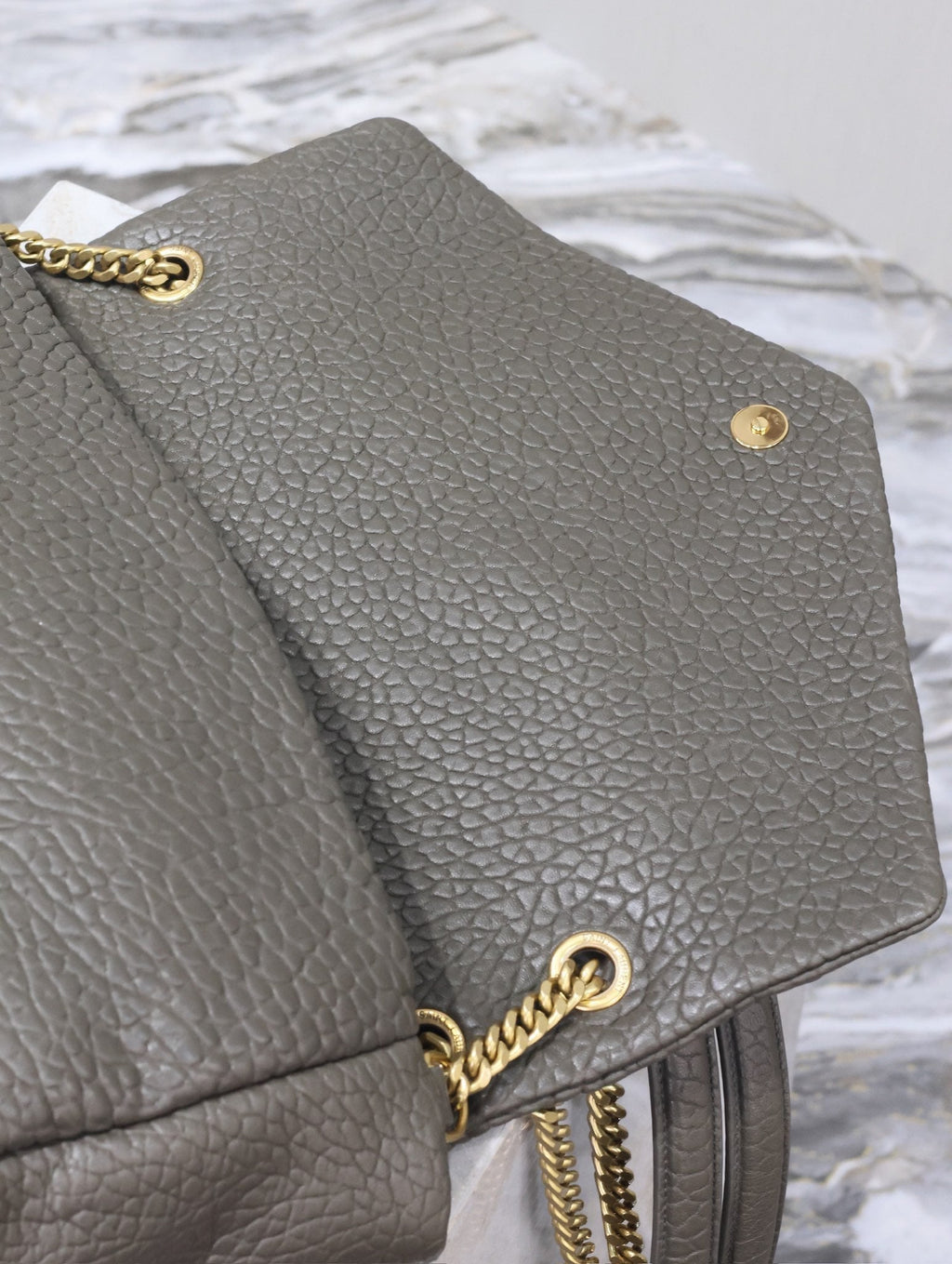 Saint Laurent 25S Calypso Bag 38 in Army Green Grained Lambskin Gold Hardwre