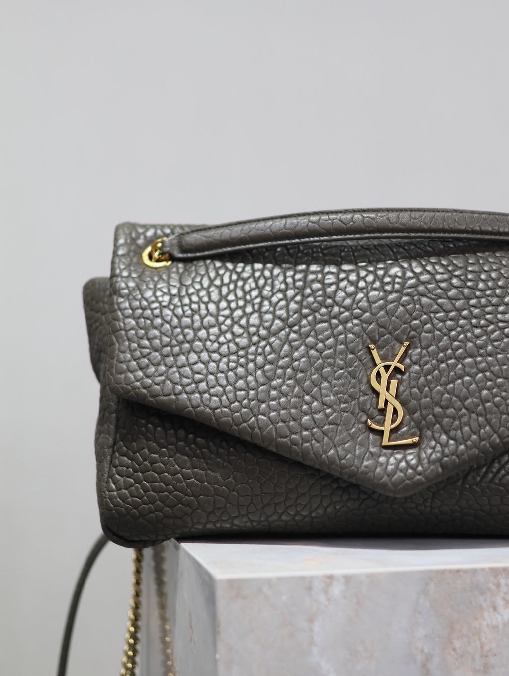 Saint Laurent 25S Calypso Bag 38 in Army Green Grained Lambskin Gold Hardwre