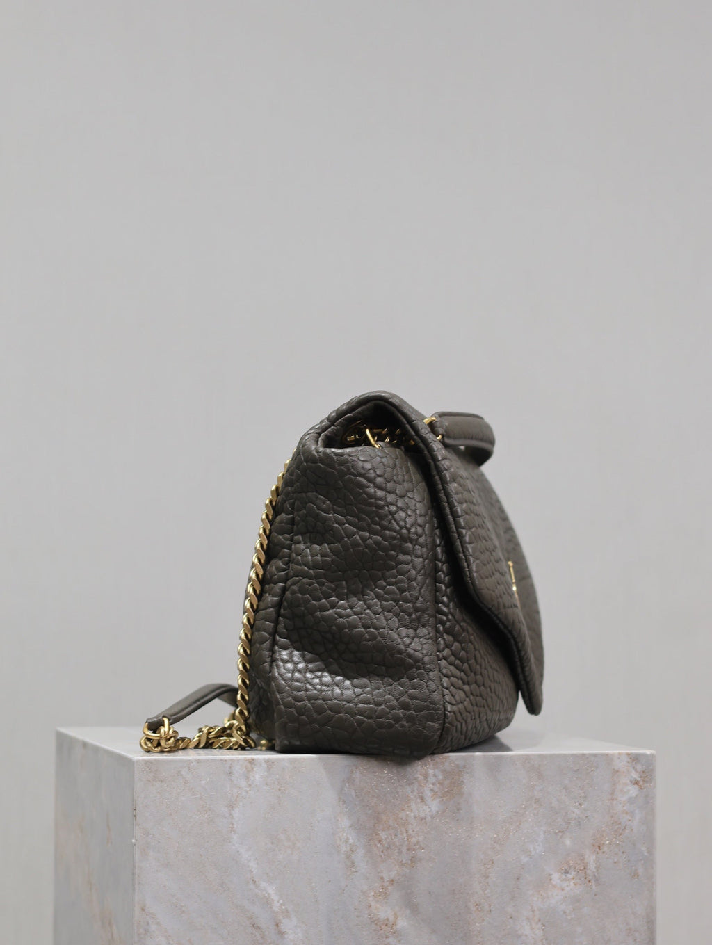 Saint Laurent 25S Calypso Bag 38 in Army Green Grained Lambskin Gold Hardwre